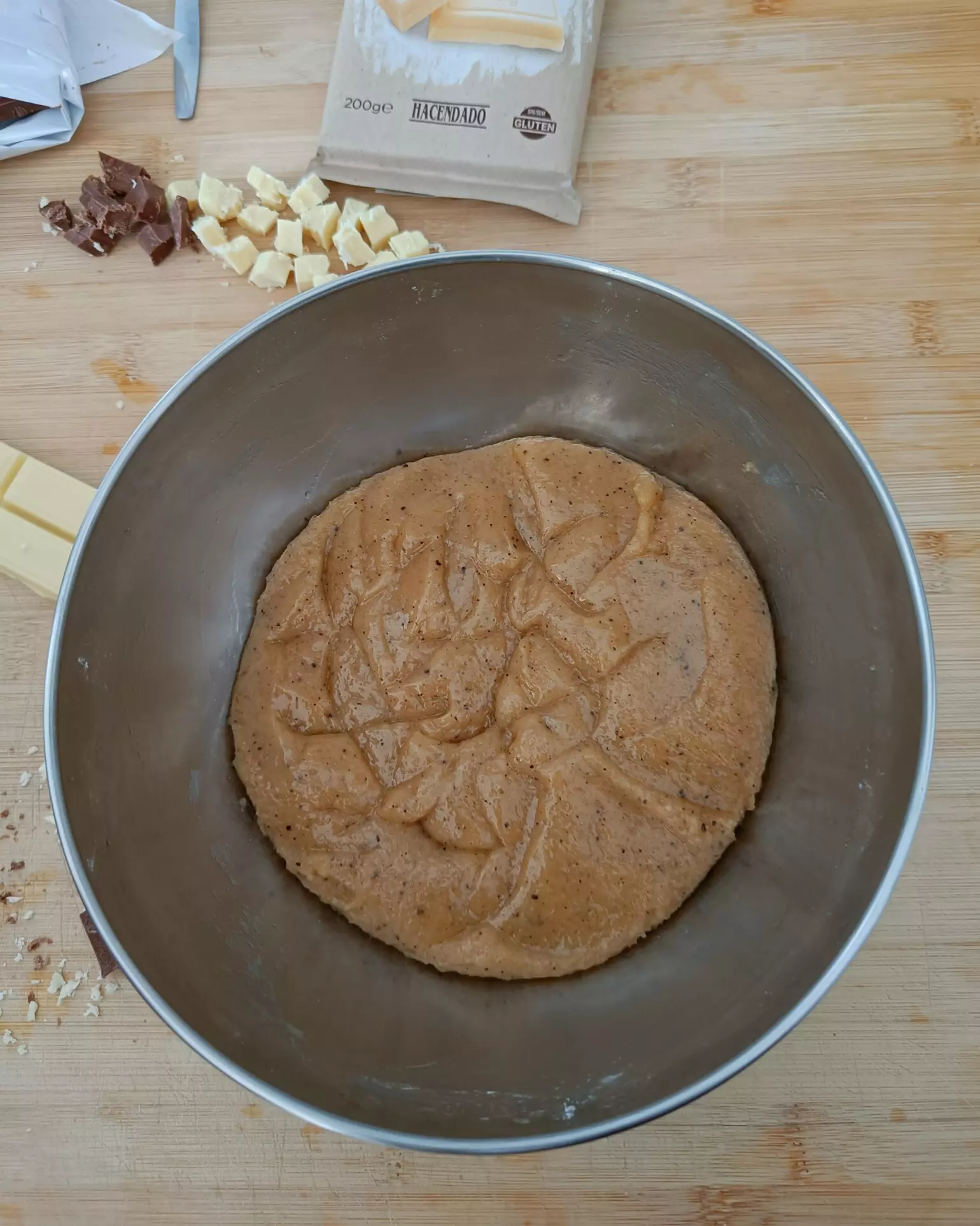 Mezclar bien la masa cookies de chocolate