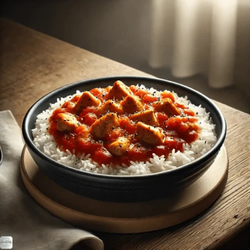 Arroz con pollo y salsa de tomate: fácil, rico y barato
